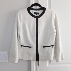 TALBOTS LADIES JACKET SIZE 8 PETITE CREAM TEXTURED FULLY LINES ZIP POCKETS